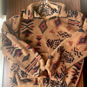 Sherpa Zipper Ethnic Pullover Sweatshirt For Men 38